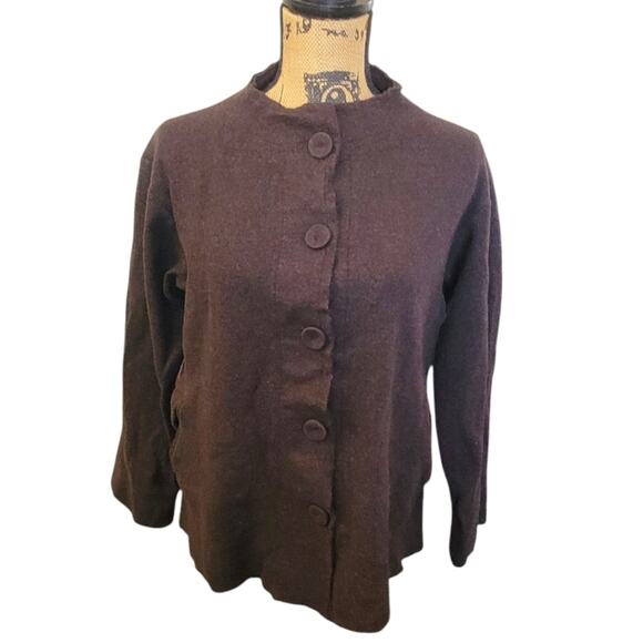 Small Eileen Fisher Brown Wool Button Up Jacket - Picture 1 of 4